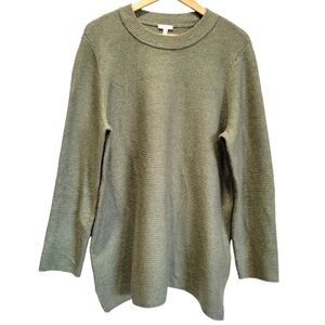 TALBOTS Sz 2X Olive Green Crew Neck Long Sleeve Lightweight Sweater